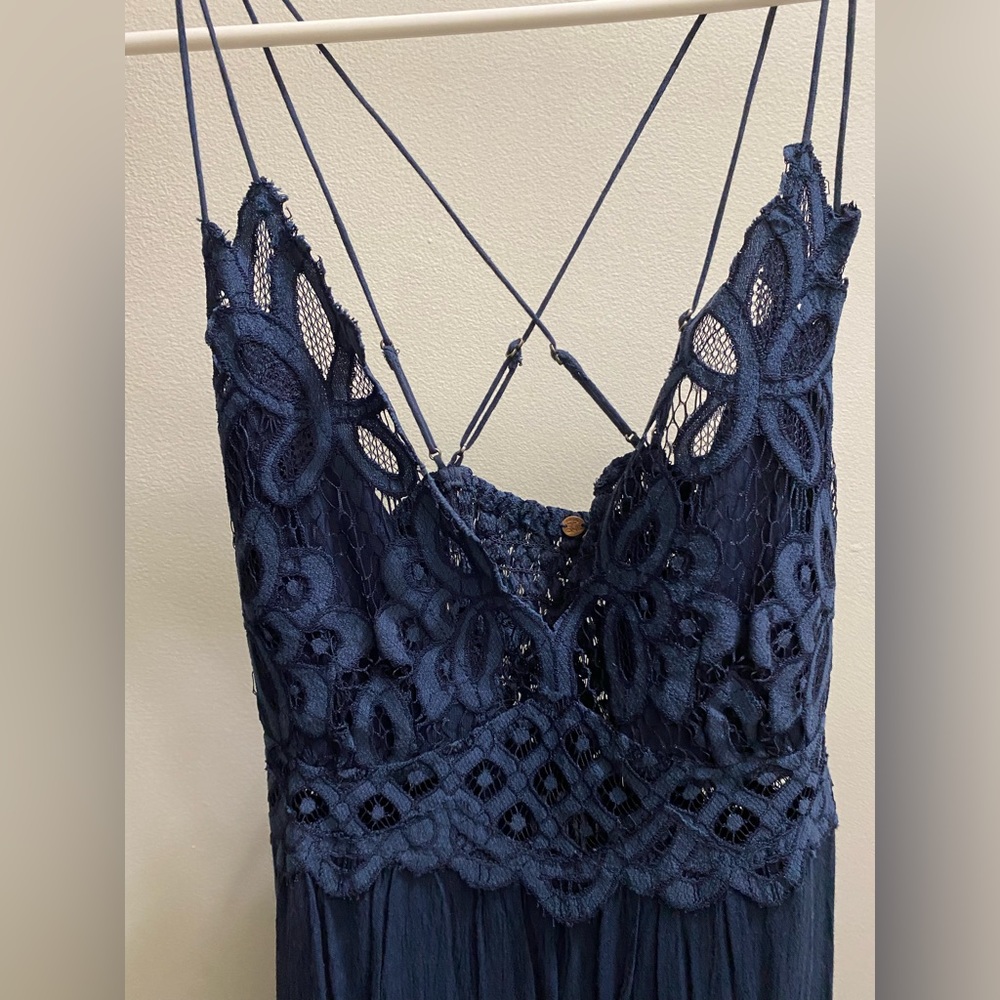 Free People Navy Lace Mini Dress - Picture 2 of 3